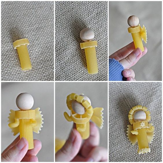 DIY Anjos Natal Macarrão 2