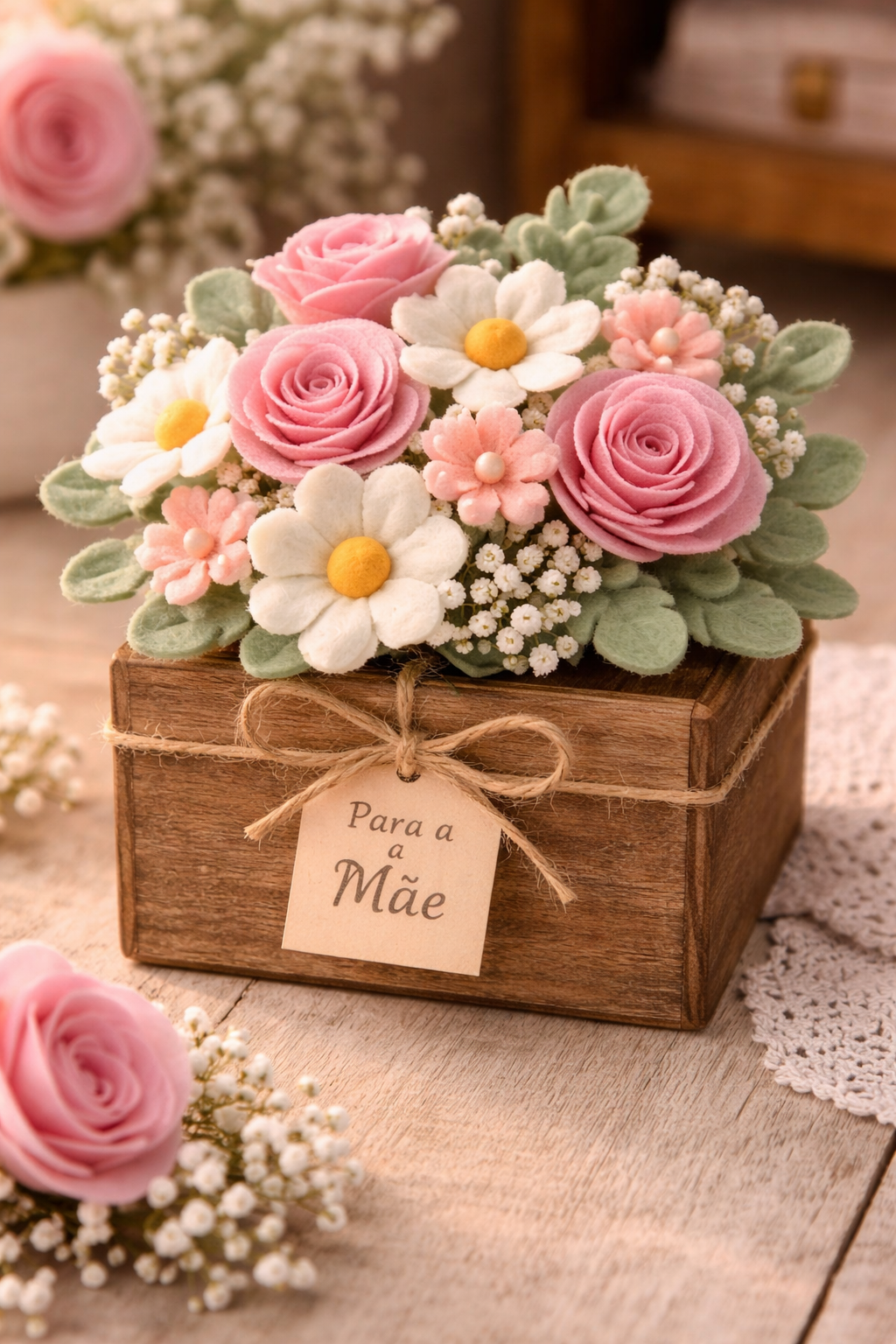 Arranjo de Flores de Feltro para o Dia das Mães com Charme Arranjo de Flores de Feltro para o Dia das Mães com Charme arranjo de flores de feltro para o dia das maes 3