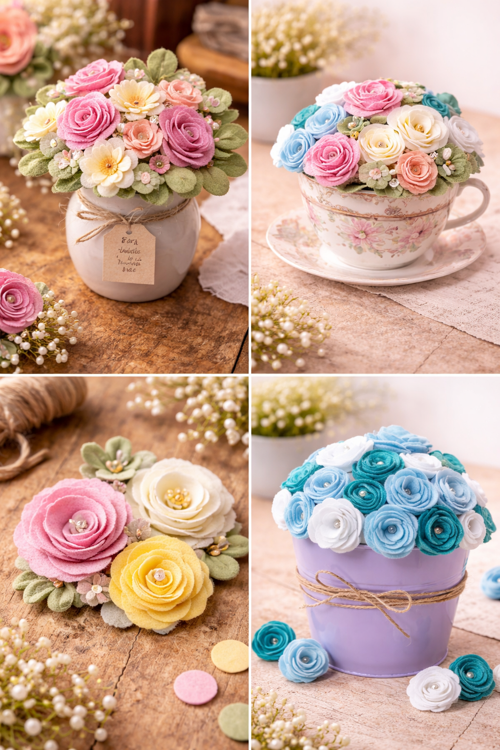 Arranjo de Flores de Feltro para o Dia das Mães com Charme Arranjo de Flores de Feltro para o Dia das Mães com Charme arranjo de flores de feltro para o dia das maes 5