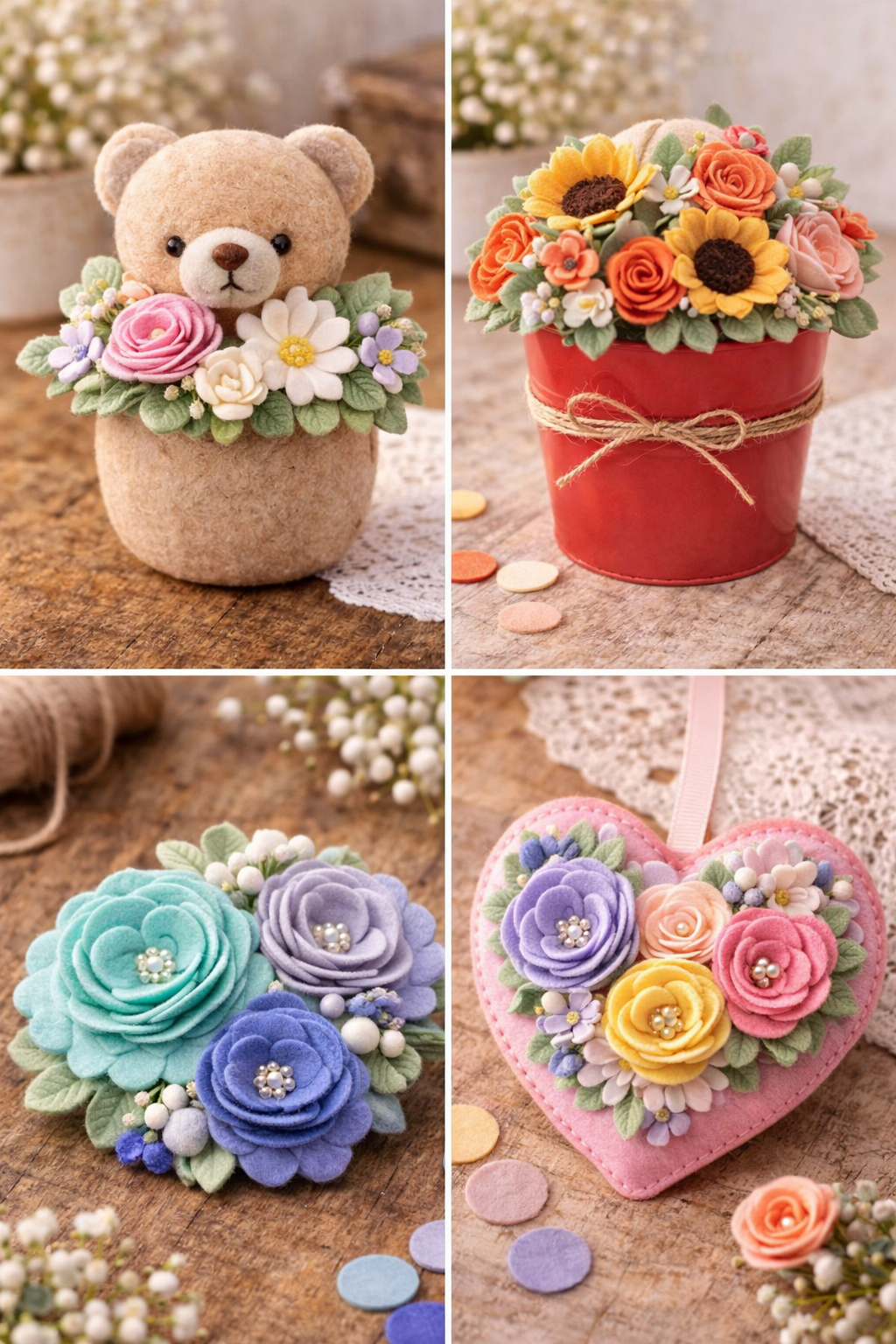 Arranjo de Flores de Feltro para o Dia das Mães com Charme Arranjo de Flores de Feltro para o Dia das Mães com Charme arranjo de flores de feltro para o dia das maes 7