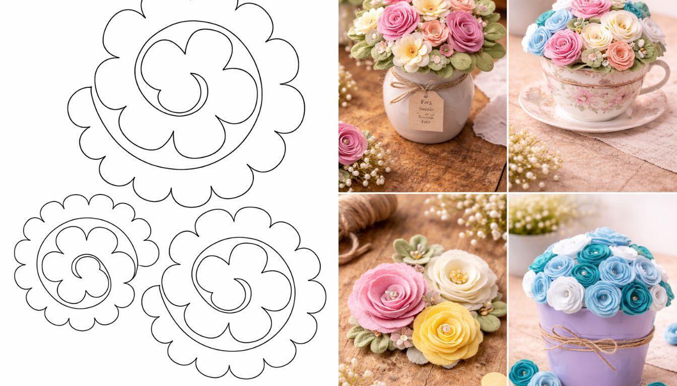 Arranjo de Flores de Feltro para o Dia das Mães com Charme Arranjo de Flores de Feltro para o Dia das Mães com Charme arranjo de flores de feltro para o dia das maes