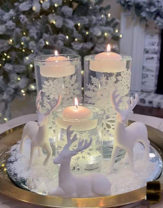arranjos de natal com agua e velas flutuantes 1