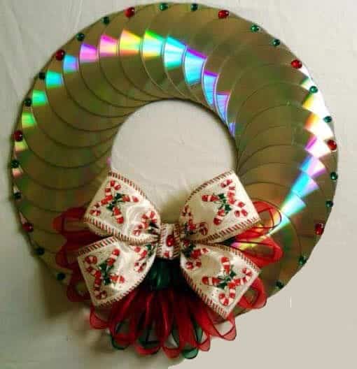 artesanato de natal feito com cds reciclados 2