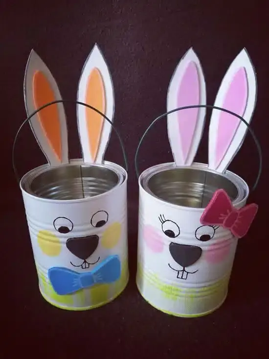 Artesanato de Páscoa: Criativo com Latas Recicladas artesanato de pascoa latas 2
