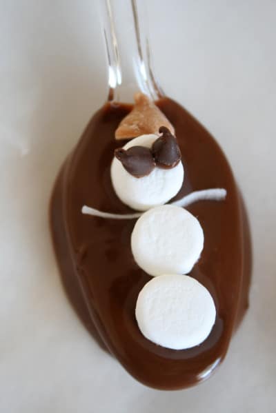 colher de chocolate boneco de neve