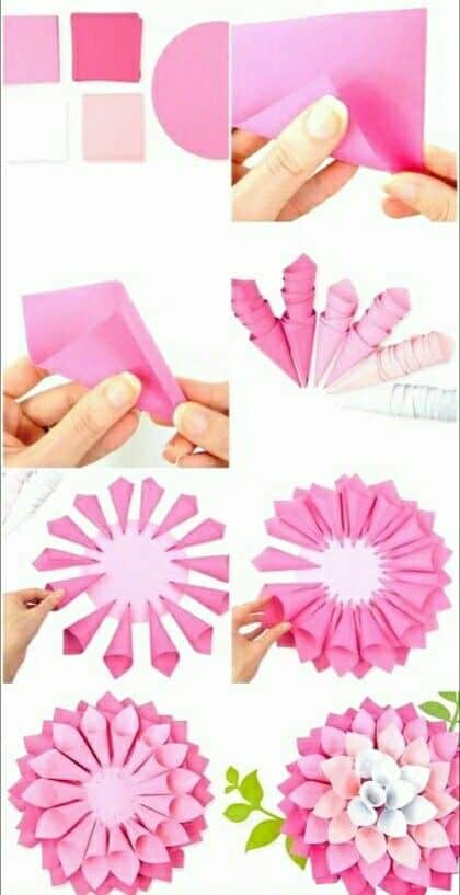 como fazer ideias de flores feitas com cones de papel 4