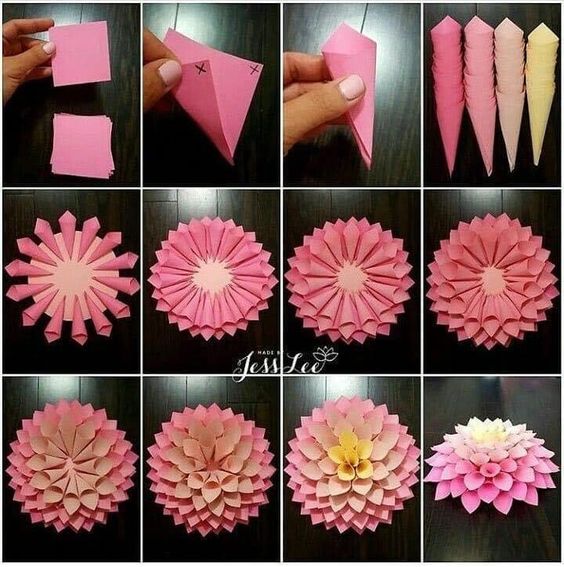 como fazer ideias de flores feitas com cones de papel