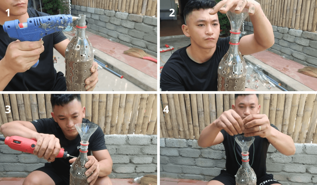 como fazer um jardim vertical com garrafas plasticas 10