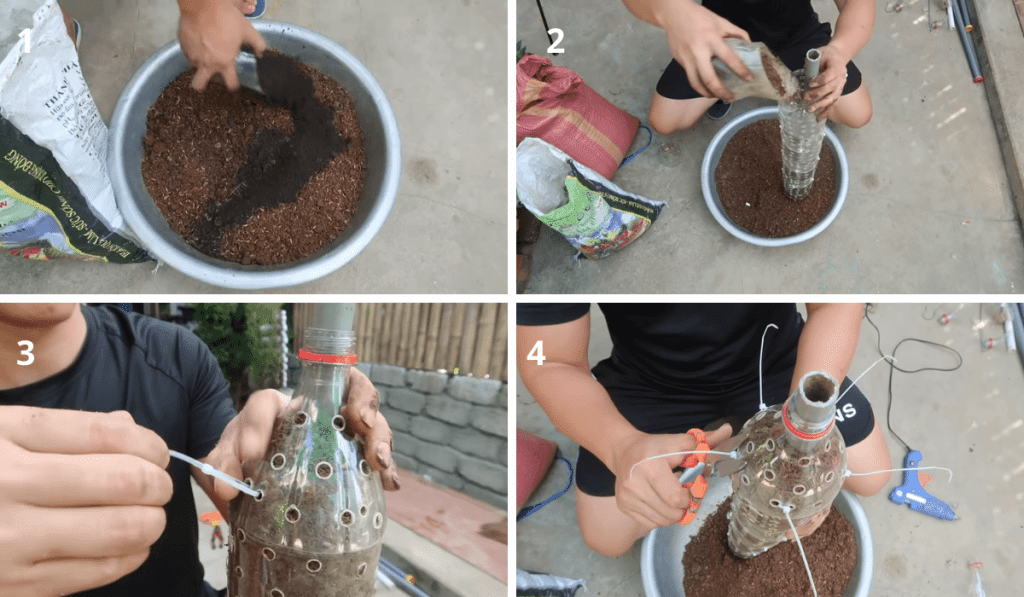 como fazer um jardim vertical com garrafas plasticas 9