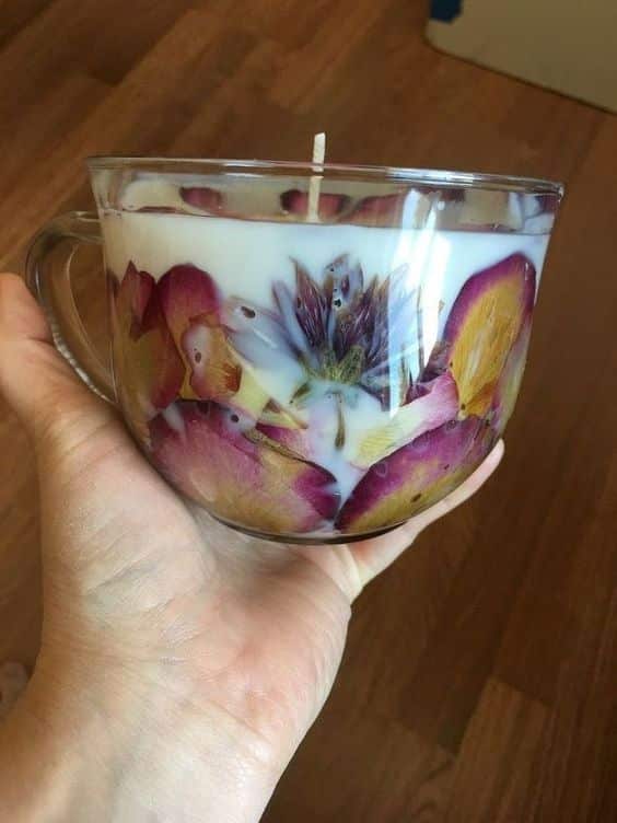 como fazer velas decoradas flores secas