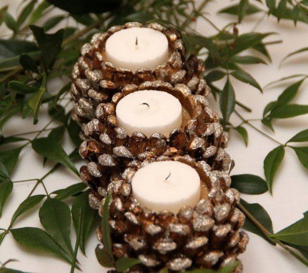 decoraçao com pinhas piorta velas