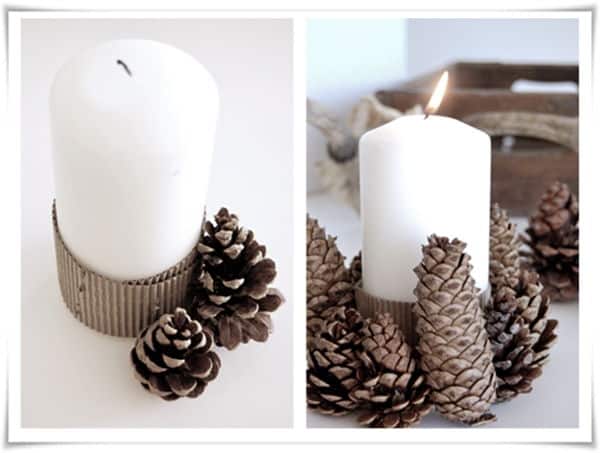 decoraçao com pinhas vela