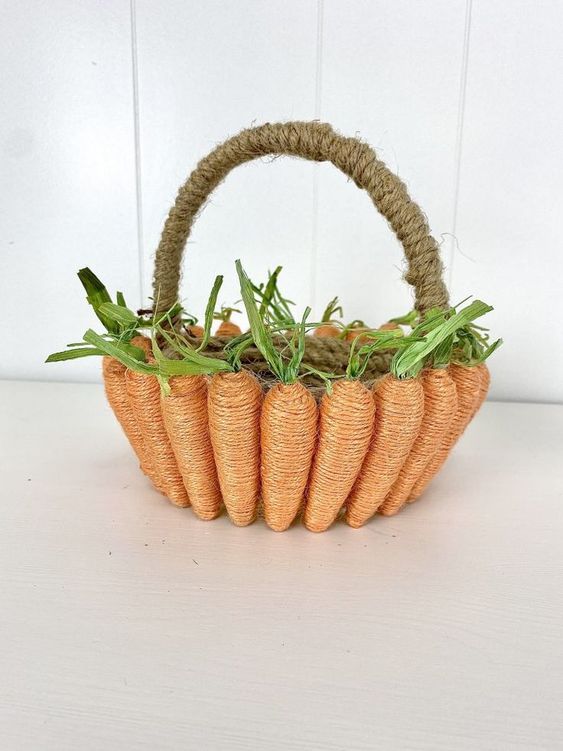 decoracao de pascoa com cenouras cesta