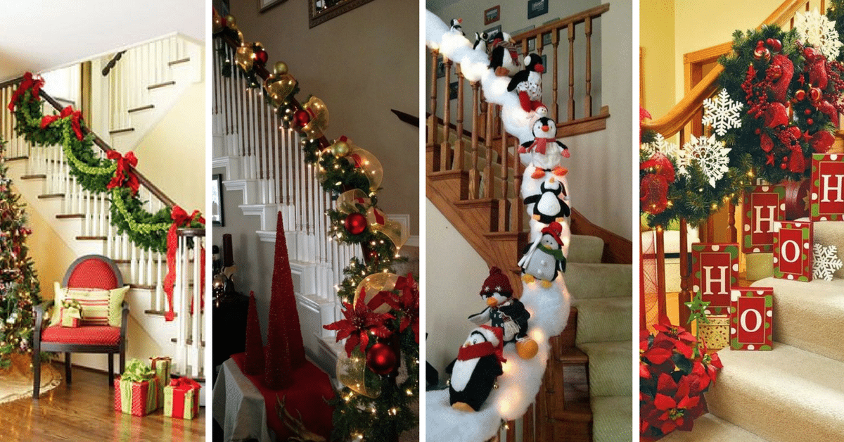 decoracao escadas natal