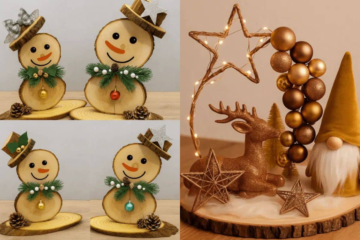 decoracoes de natal troncos de madeira originais