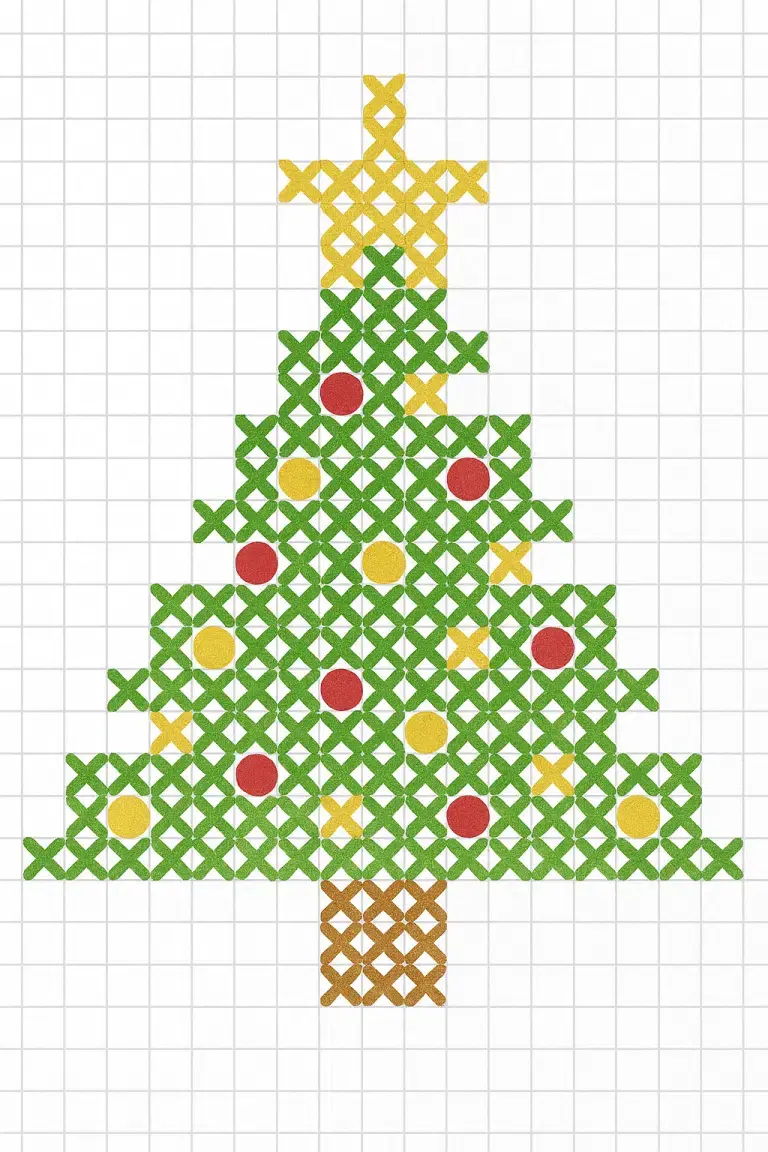 Diagramas de Árvore de Natal em Ponto Cruz: Padrões, Técnicas e Inspiração para uma Decoração Bordada diagramas de arvore de natal em ponto cruz 1