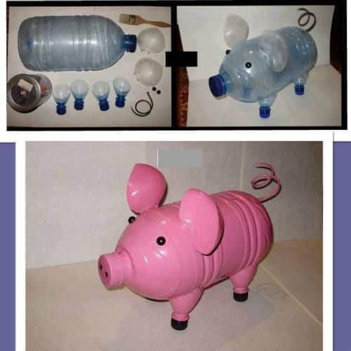 diy animais garrafas plásticas porco