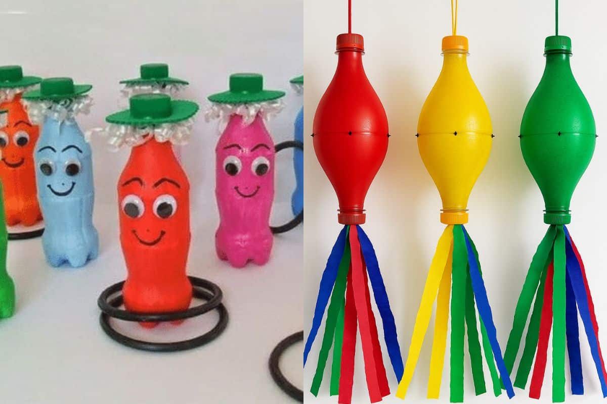 enfeites de festa junina com garrafa pet