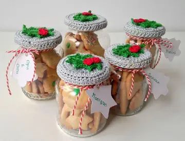 frascos de vidro decorados natal com croche 2
