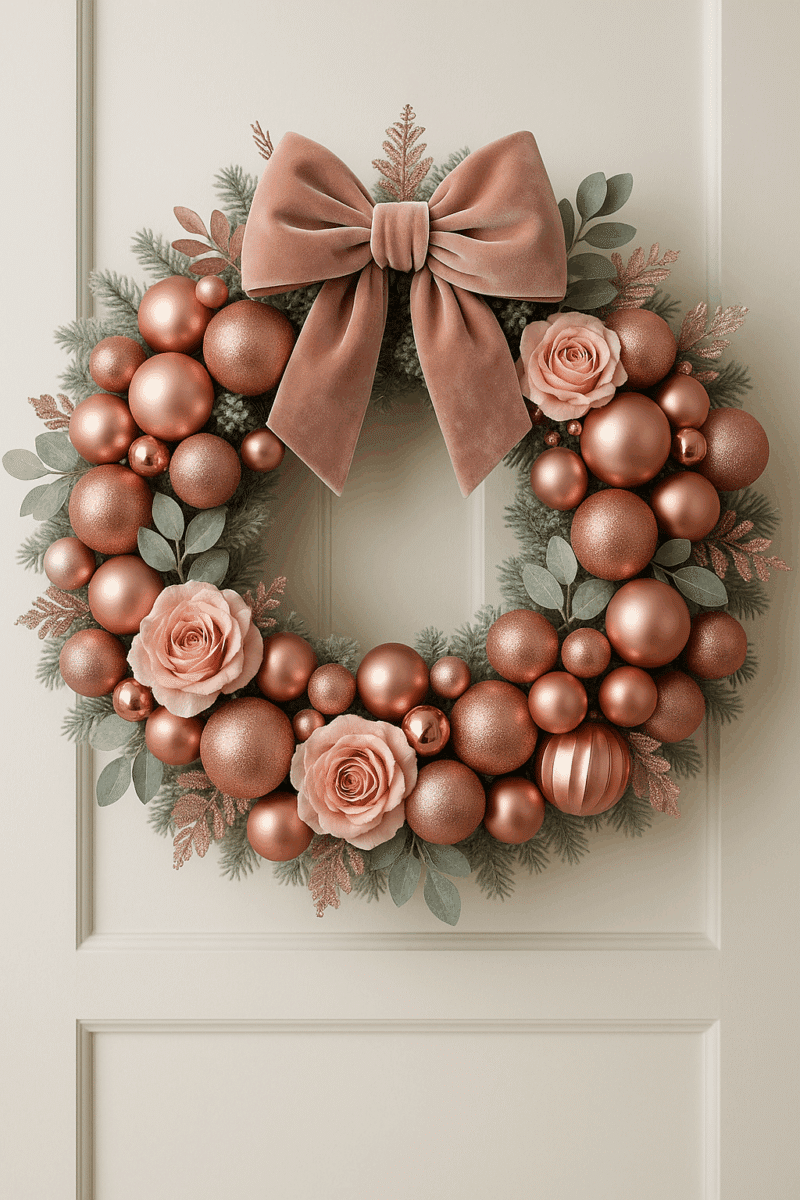 ideias de arranjos de natal cor de rosa 1