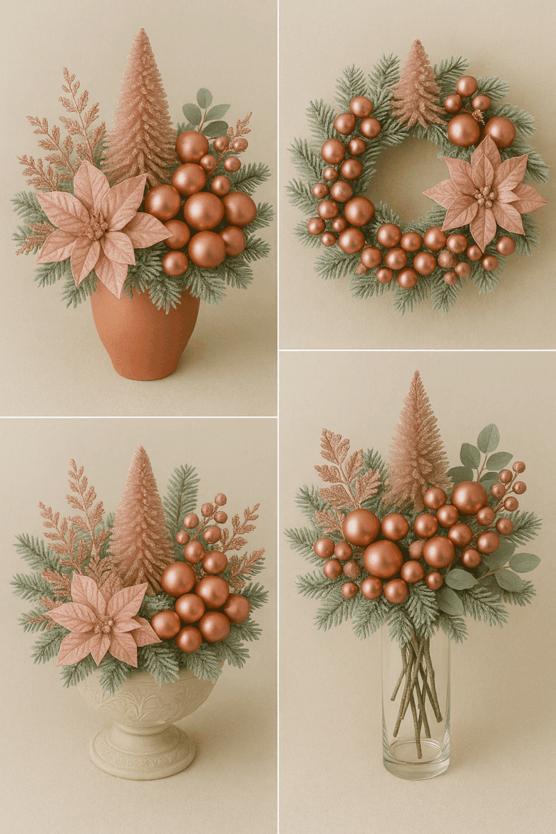 ideias de arranjos de natal cor de rosa 2