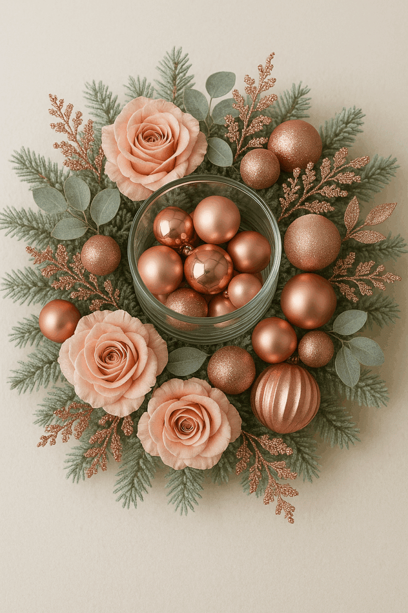 ideias de arranjos de natal cor de rosa 8