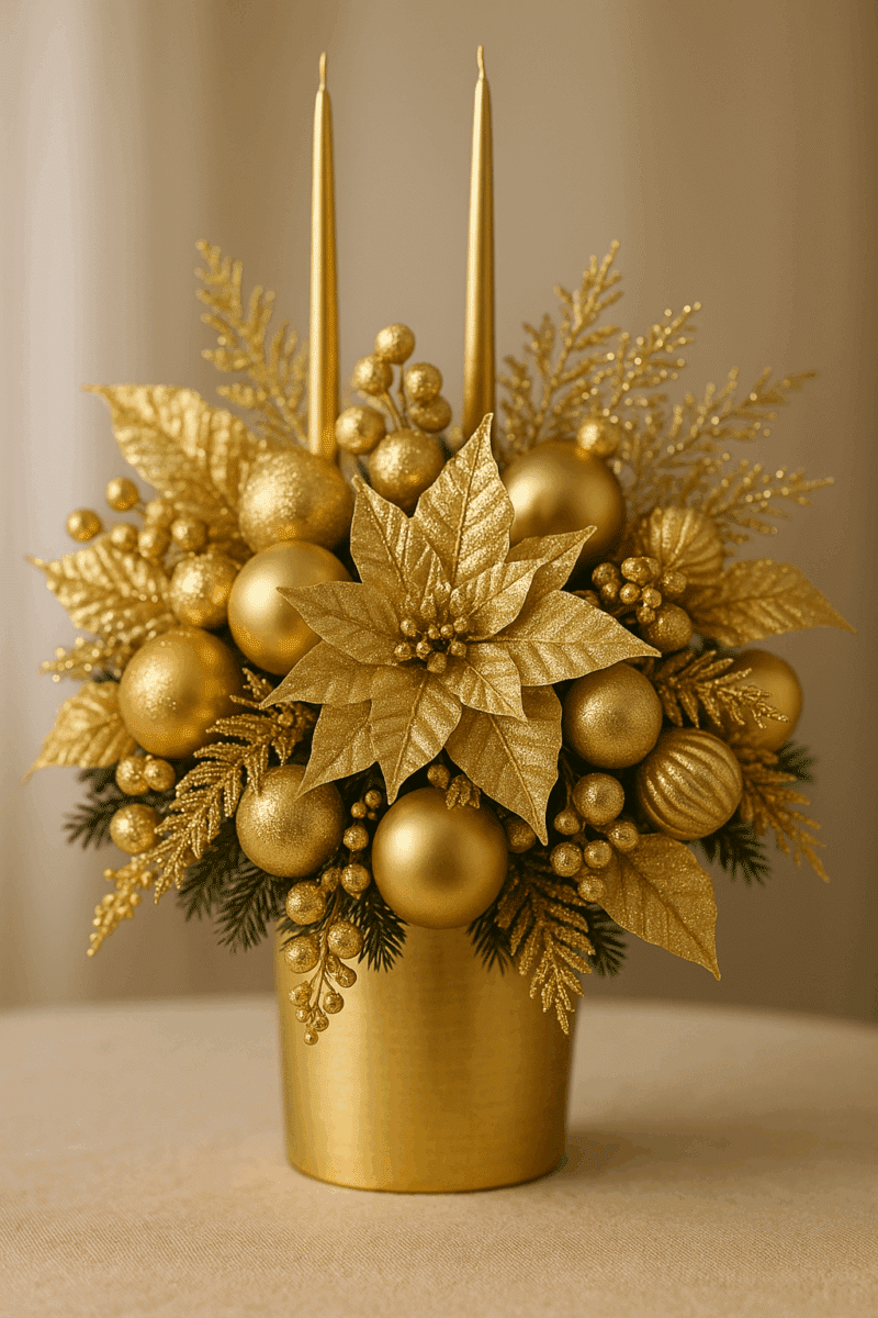 ideias de arranjos de natal dourados 1