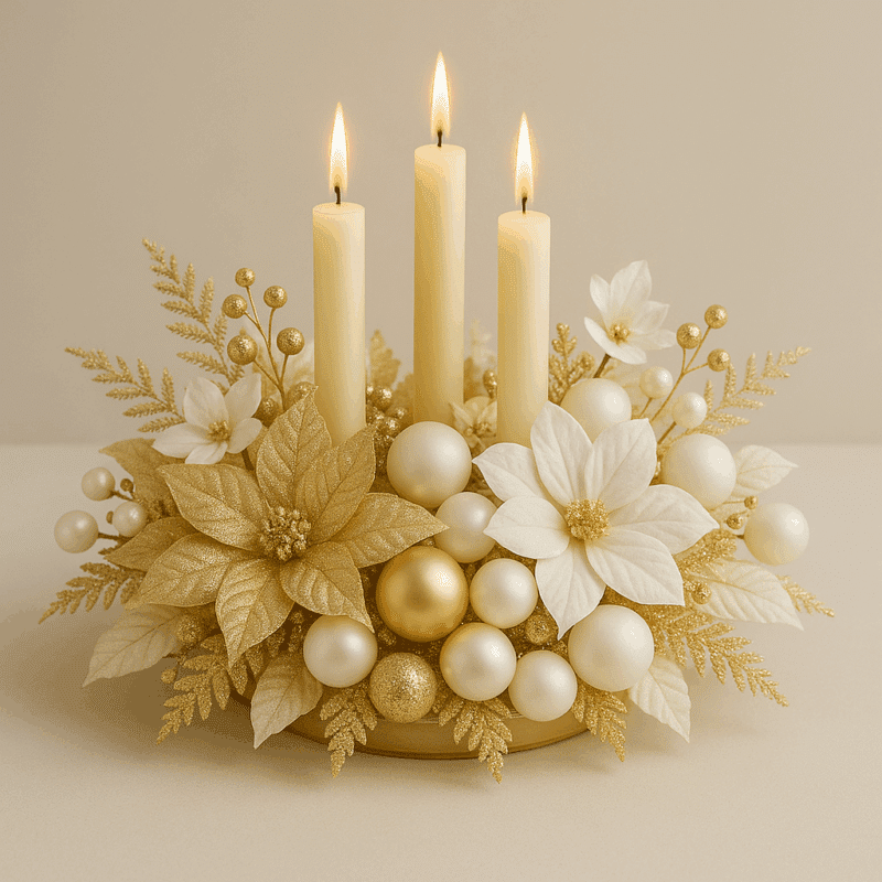 ideias de arranjos de natal dourados