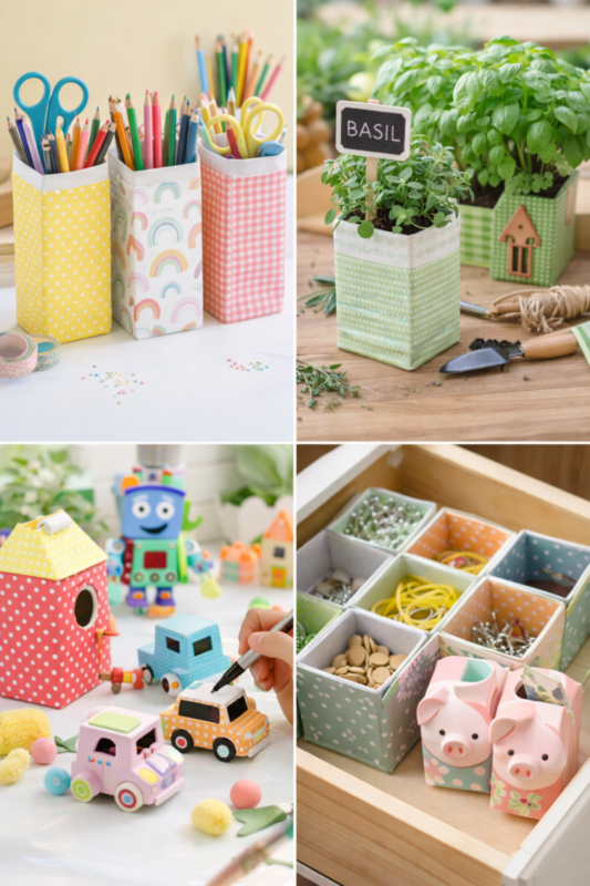 Ideias de Reciclagem de Caixa de Leite: Criatividade Sustentável ideias de reciclagem de caixa de leite 6 scaled