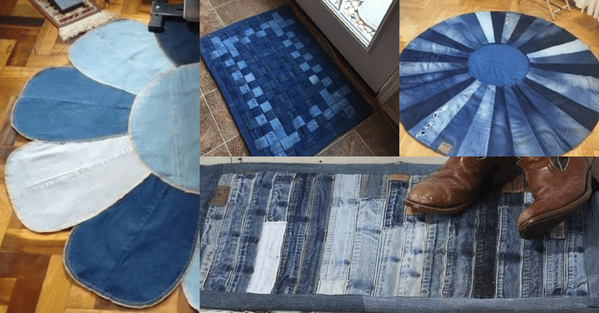 ideias de tapetes feitos com jeans velhos