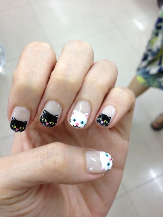 ideias de unhas com gatinhos 1