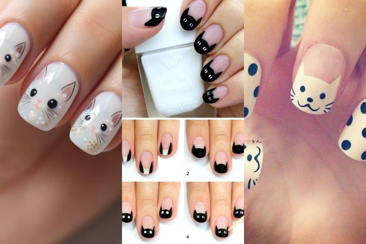 ideias de unhas com gatinhos 10