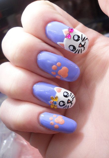 ideias de unhas com gatinhos 2