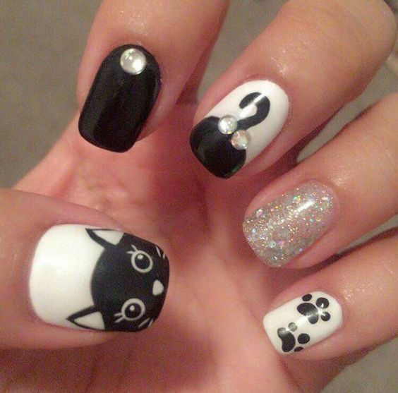 ideias de unhas com gatinhos 3