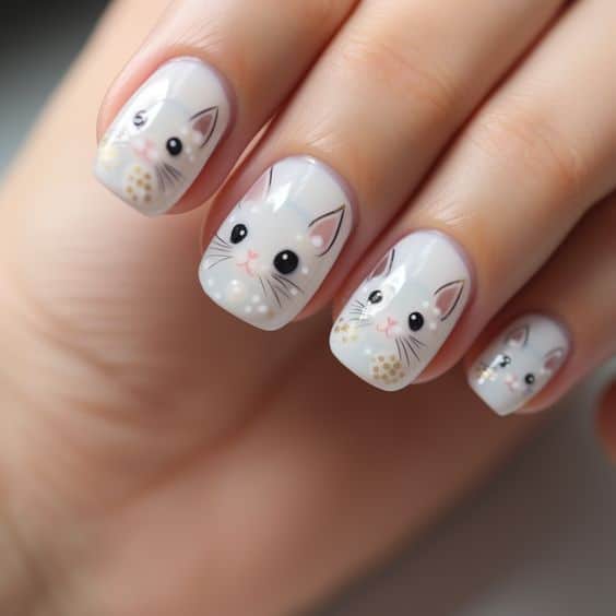 ideias de unhas com gatinhos 4