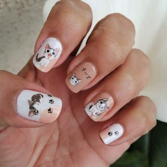 ideias de unhas com gatinhos 5