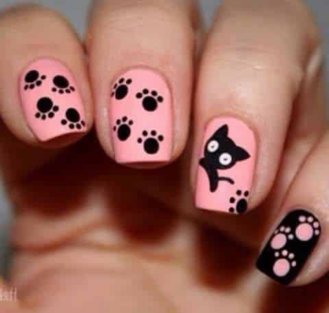 ideias de unhas com gatinhos 6