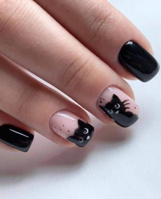 ideias de unhas com gatinhos 7