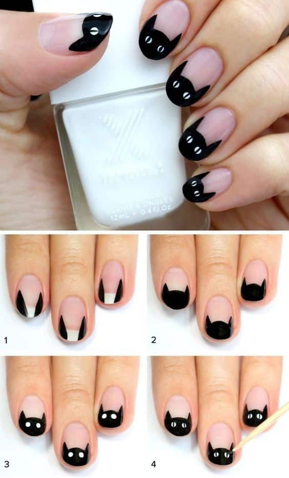 ideias de unhas com gatinhos 9