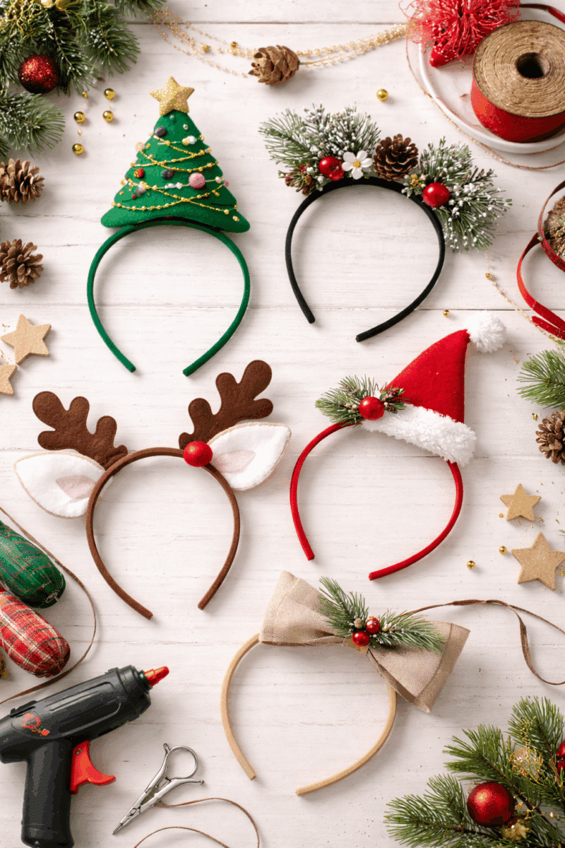 ideias divertidas de tiaras de natal que pode fazer em casa 6