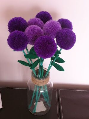 ideias flores feitas de pompons 3