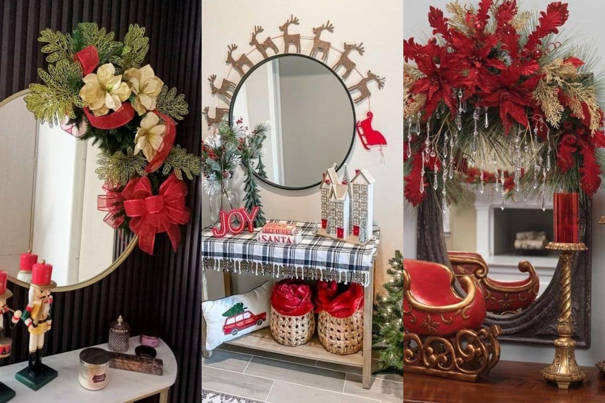 ideias para decorar espelhos no natal 10