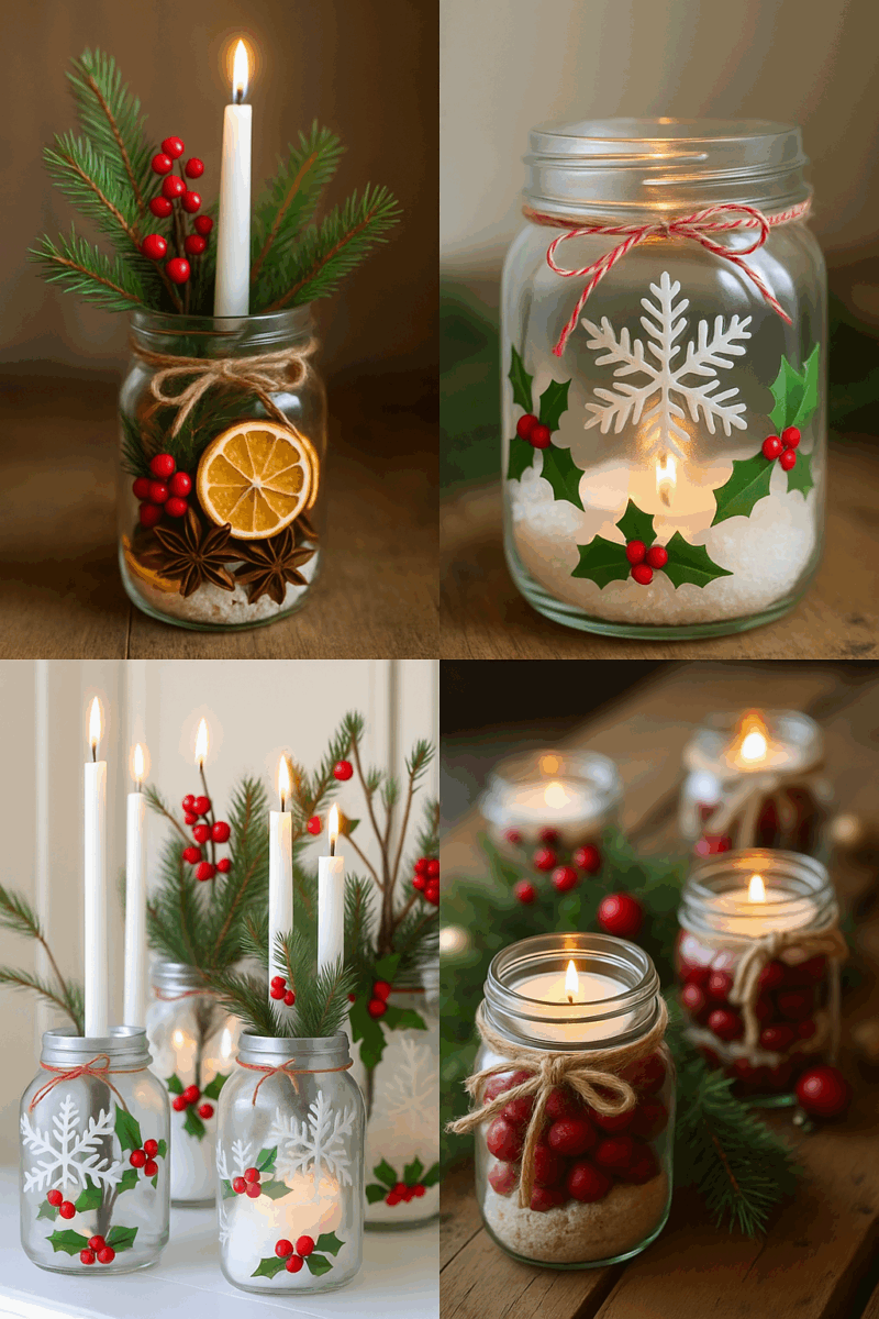 lampadas de natal com frascos 3