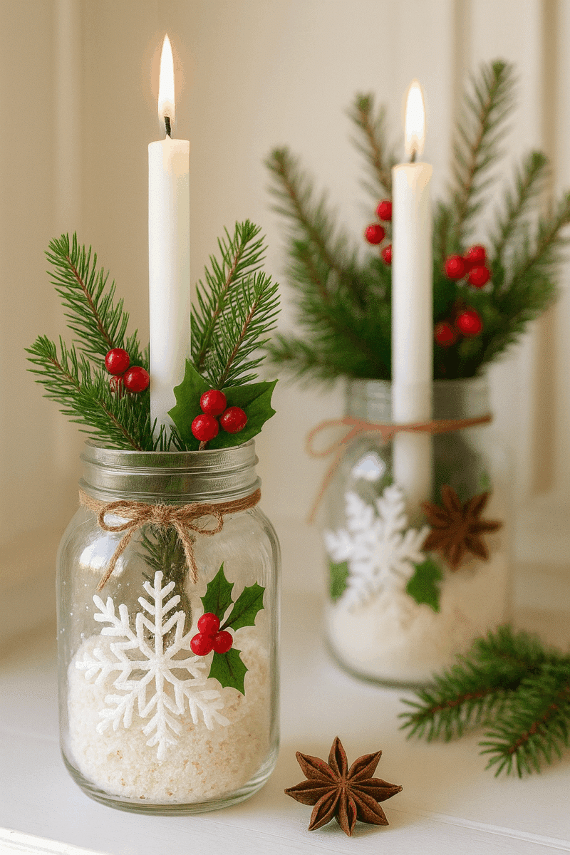 lampadas de natal com frascos 5