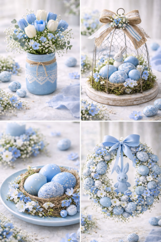 Lindas ideias de decoração de Páscoa em azul: elegância e frescura para a sua casa lindas ideias de decoracao de pascoa em azul 5 scaled