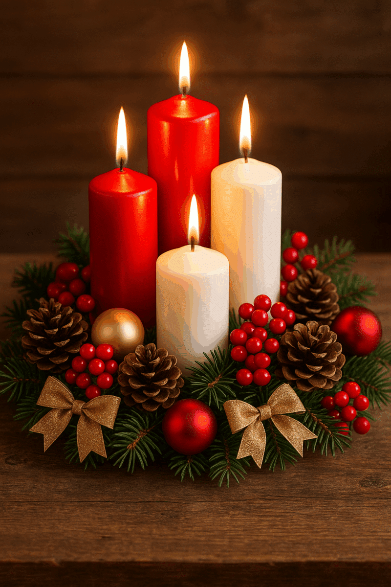 lindos arranjos natalinos com velas 2