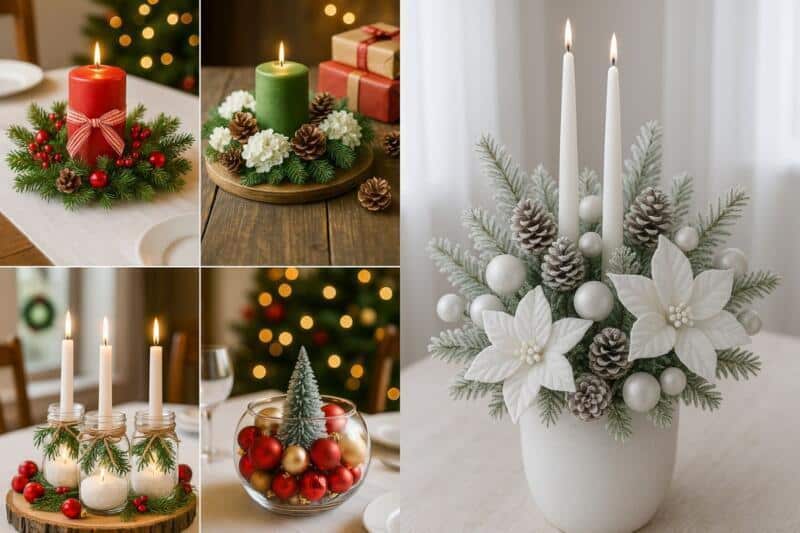 Lindos Arranjos Natalinos com Velas: Inspirações Criativas para um Natal Encantador lindos arranjos natalinos com velas