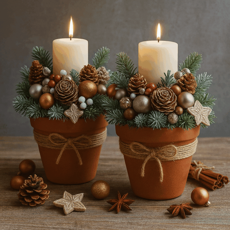 lindos arranjos natalinos com velas