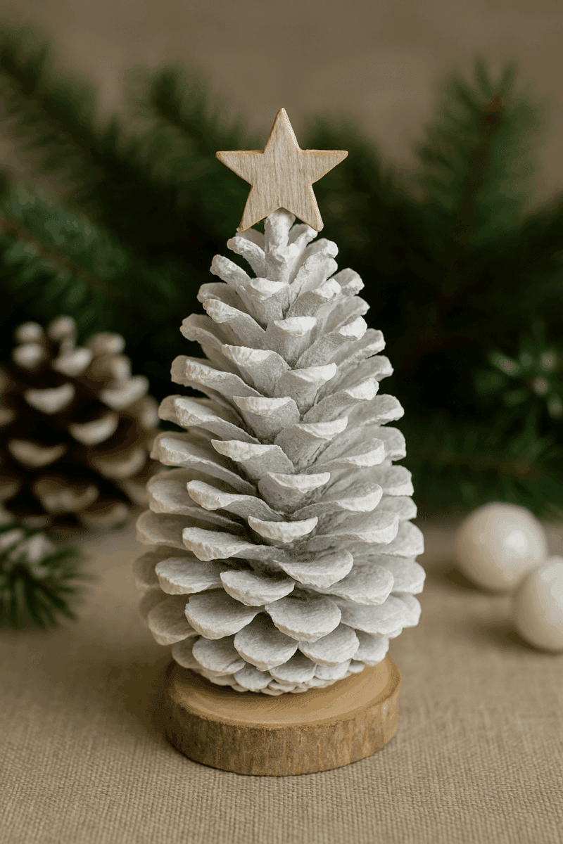 mini arvore de natal feita de pinhas 3