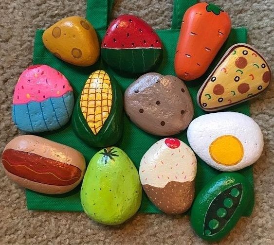 pedras pintadas comida